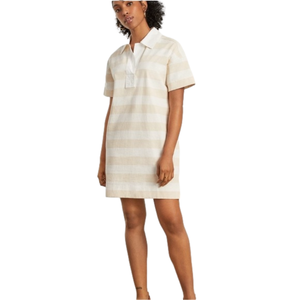Everlane NWT Organic Cotton Polo Dress Cashew/White Stripe Short Sleeve Small